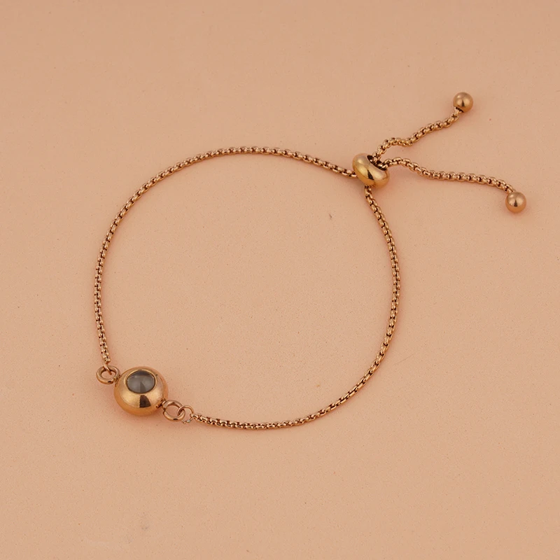 Pulsera circular de proyección de foto con cadena de acero inoxidable, brazalete de forma redonda, joyería para mujer, regalo, Dropship