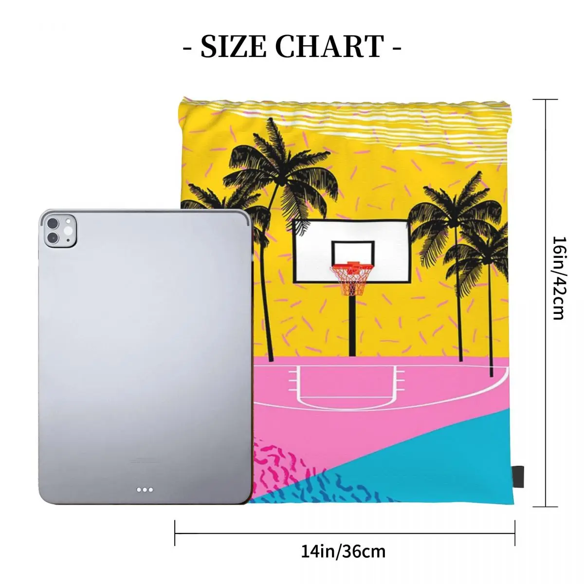 Memphis Retro Vibes Basketball Sports Athlete 80s Style 1980 Backpacks Drawstring Bags Drawstring Bundle Pocket Sports Book Bag