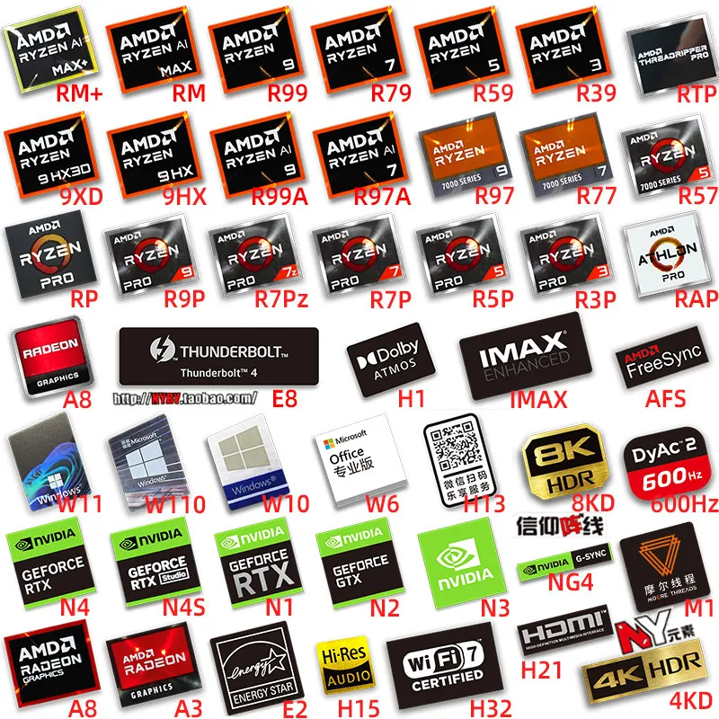 Original AMD Ryzen 395MAX+ R9 R7 R5 R3 9000CPU computer label laptop sticker