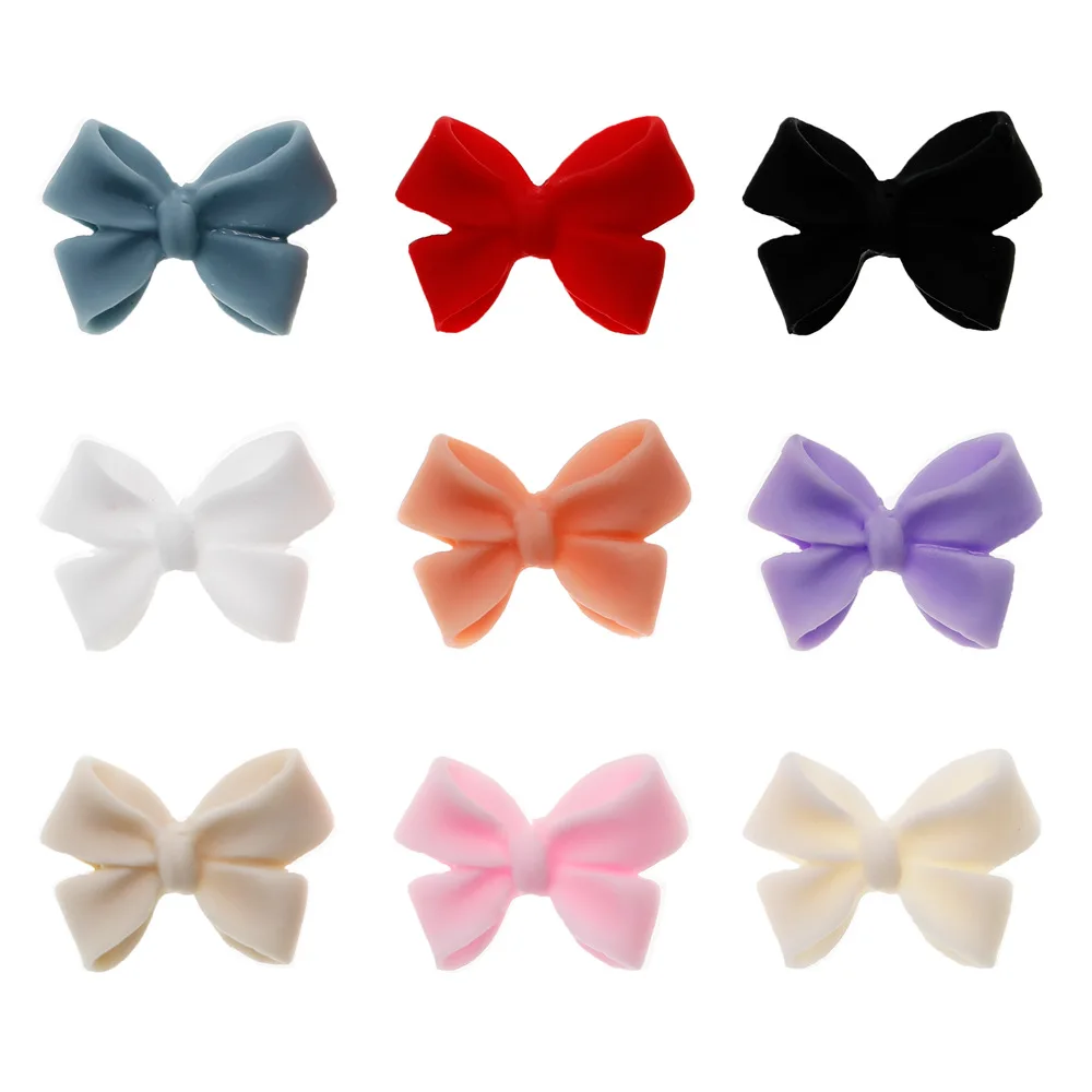 100PCS/Bag Cute Frosted Bow Resin Basic Nail Art Accessories Kawaii Glamorous French Ballet Princess Decoration Accessory Charms