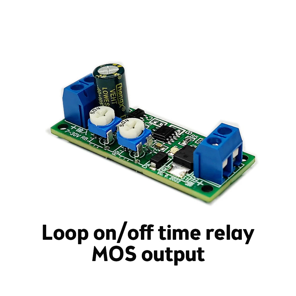 DC 7-30V Cycle Timer Delay On/Off Switch Delay Relay Dual-MOS Output Module 0-10sec/0-100sec/0-30min/0-5hr Adjustable Time Relay