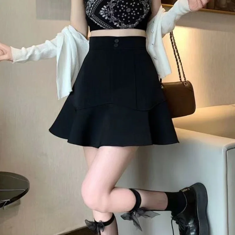 Trumpet Mini Skirts Women S-3XL Summer High Waist Simple Students Chic Casual Hotsweet Classic Fashion Tender Ruffles Ulzzang