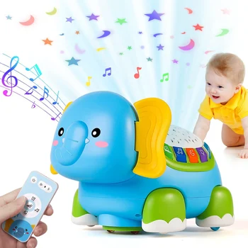 פיל מוזיקלי לתינוקות לעידוד זחילה עם הקרנת אורות