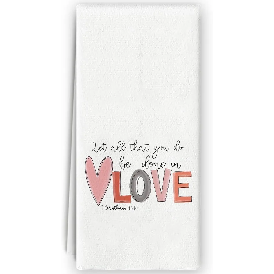 عيد الحب مناشف المطبخ مناشف اليد المسيحية عيد الحب ديكور الذكرى السنوية للزوجين الهدايا الوردي القلب الحب مناشف الأطباق 1 كور