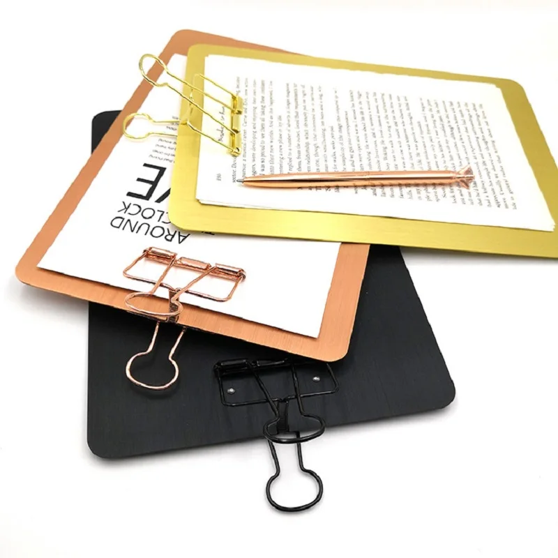 A5 Stainless Steel Writing Pad Menu Board Holder Test Paper Holde Clipboard Folder  Paper Holder Office