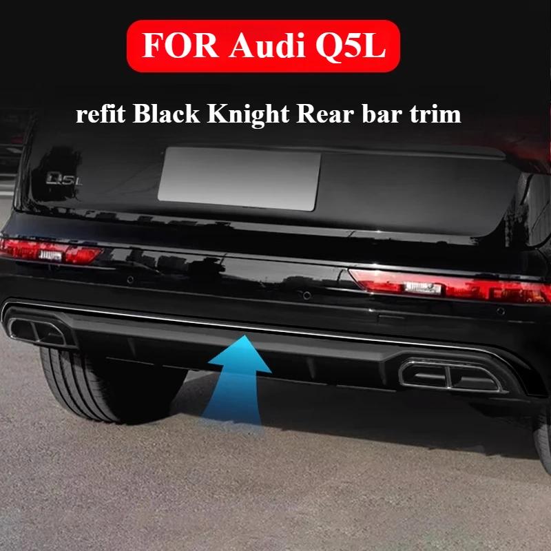Para Audi Q5L 21-24 parachoques trasero labio trasero deflector de parachoques trasero modificado aspecto Caballero Negro tira decorativa
