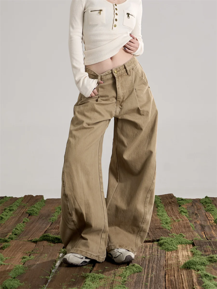 

Onlpp American Retro Design Curved Blade Silhouette Wide Leg Pants Women's Loose Casual Spring Long Trousers Versatile Ladies...