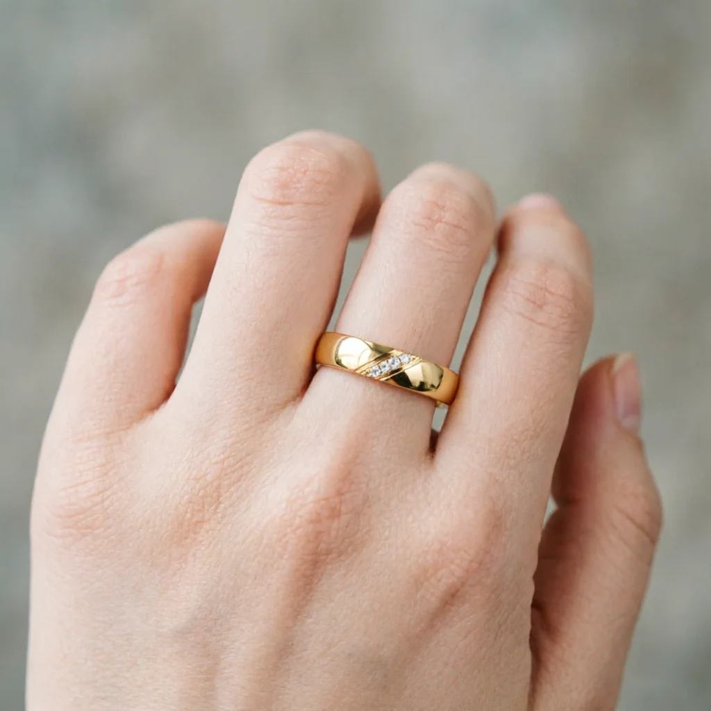 

CxsJeremy Solid 14K Au585 Yellow Gold 5mm Width Men's Ring Moissanite Wedding Band Promise Anniversary Gifts