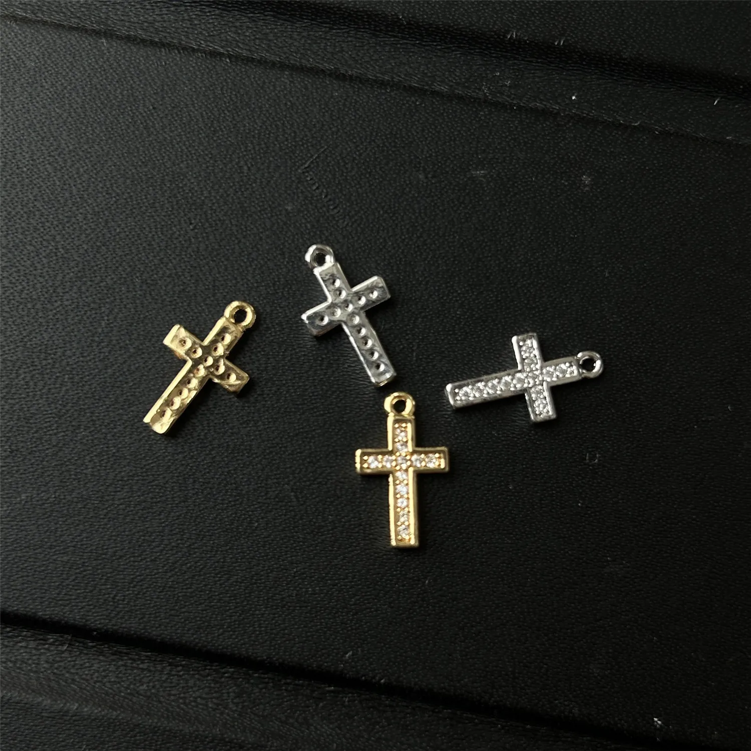 5PCS/lot Catholic Copper Zircon Cross Pendant for Jewelry DIY Making Crystal Cross Charms Pendant Accessories