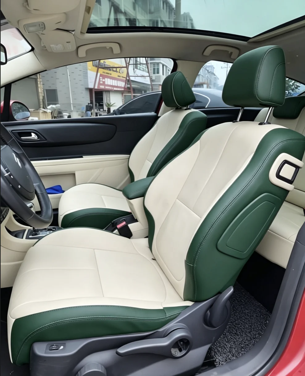 Für Citroen C4 2006~2010 Maßgefertigte Autositzbezüge Luxuriöses Nappaleder 100% Passgenau Innenraumzubehör 360 ° Vollständige Abdeckung – Detail 4