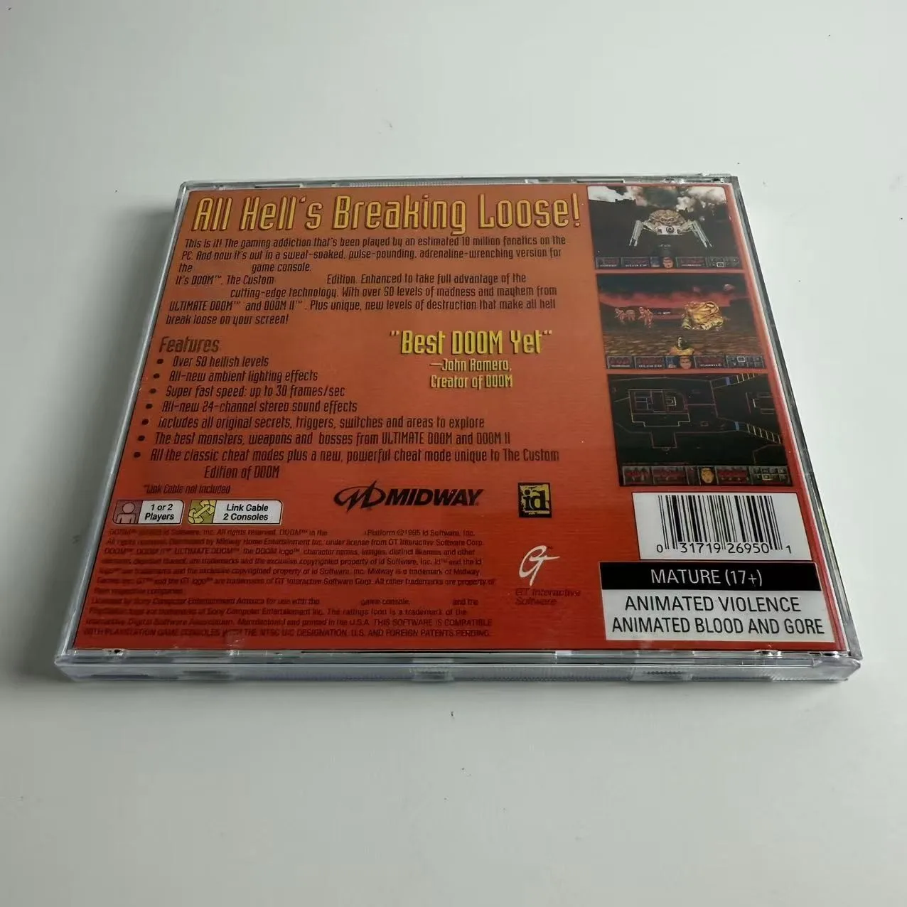 High-quality Reproduction Disc for PS1: DOOM (US Vibration Version, No Manual)