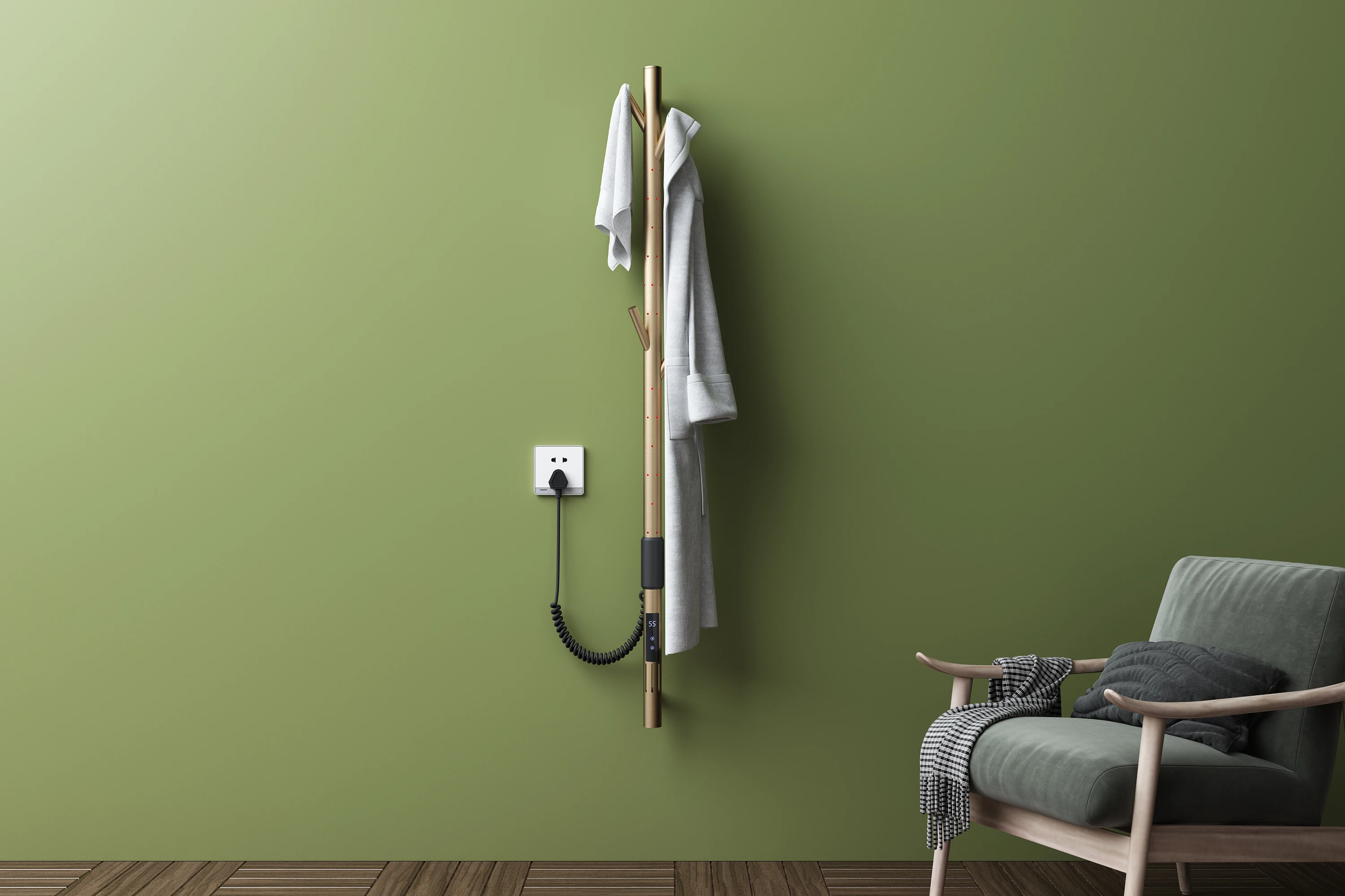 Bathroom Equipment Electric Towel Rack 1.2M Meter  Temperature Time Control Smart Home Heated Grey Gold Towel Rail Towel Warmer