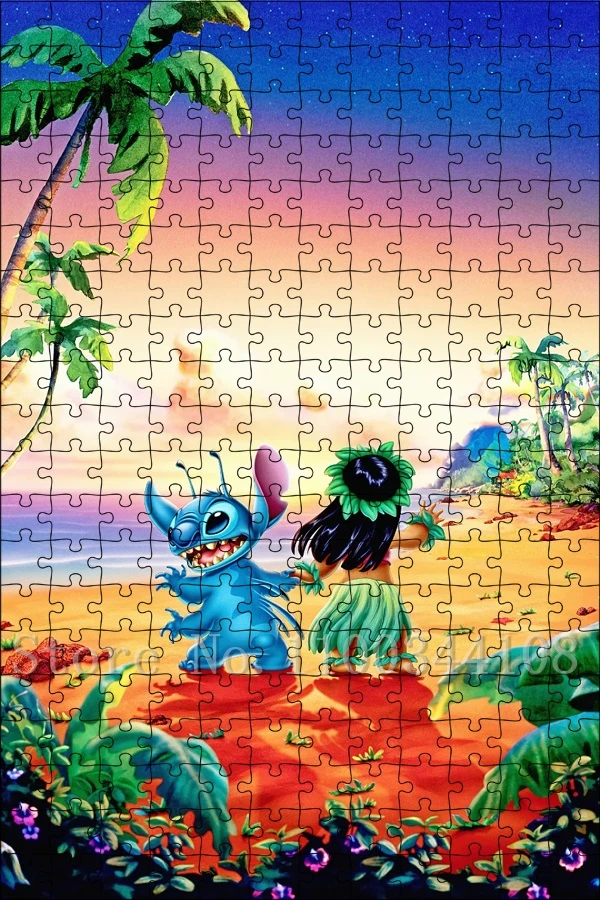 Disney Anime Movies 300/500/1000 Pcs Jigsaw Puzzles Lilo & Stitch Cartoon Puzzle for Children Early Education Toy Gifts