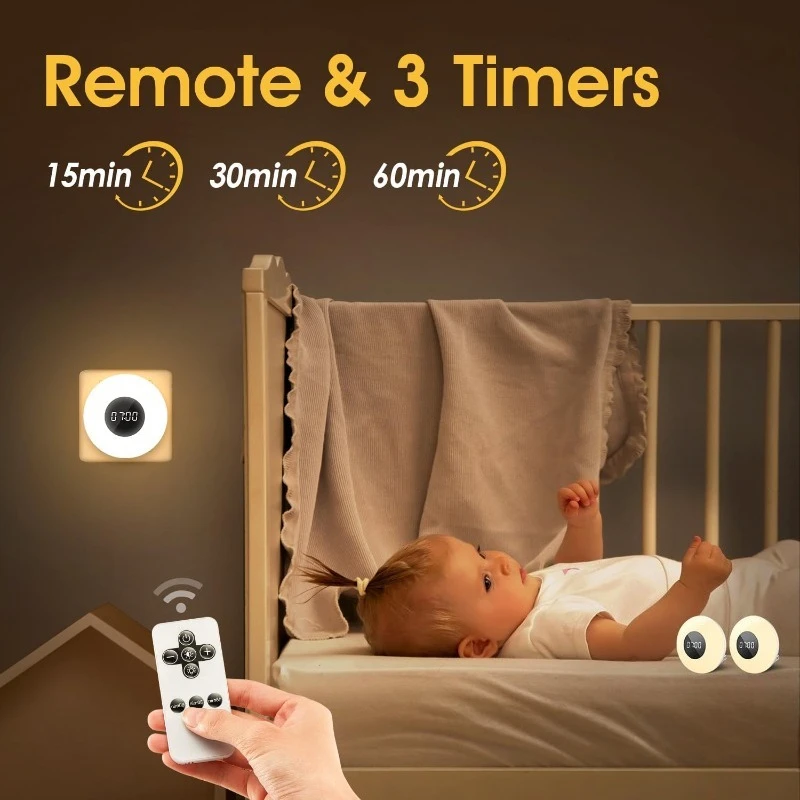 2026 New Bathroom Clock 3 Light ColorsBathroom Shower Timer Lumen Shower Lights Small Clock Plug in Timer, Dimmable Night Light