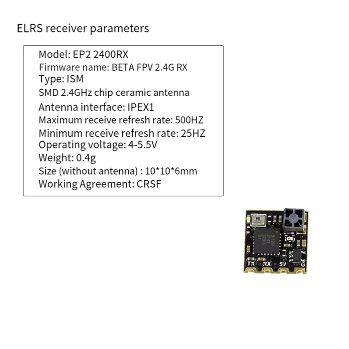 ELRS 2.4G Receiver Mini ExpressLRS 2.4G RX 2400RX EP2 for RC FPV Long Range Drone Racing Quadcopter