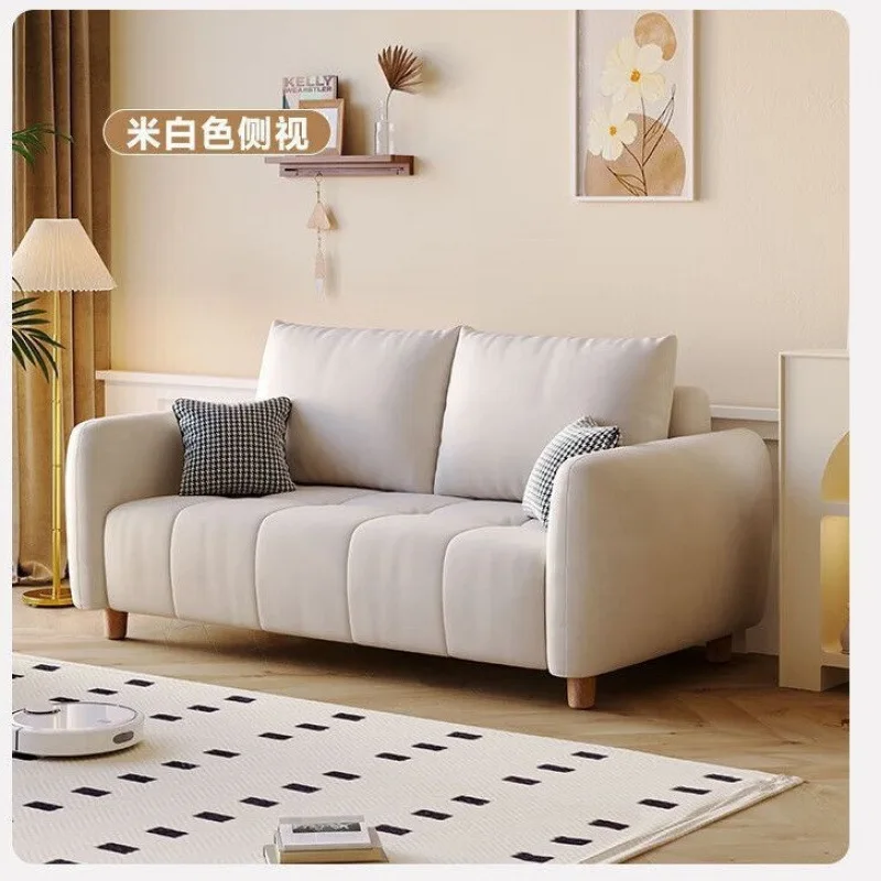 Living room fabric sofa straight line explosion cheap wide sofa small apartment rental wood