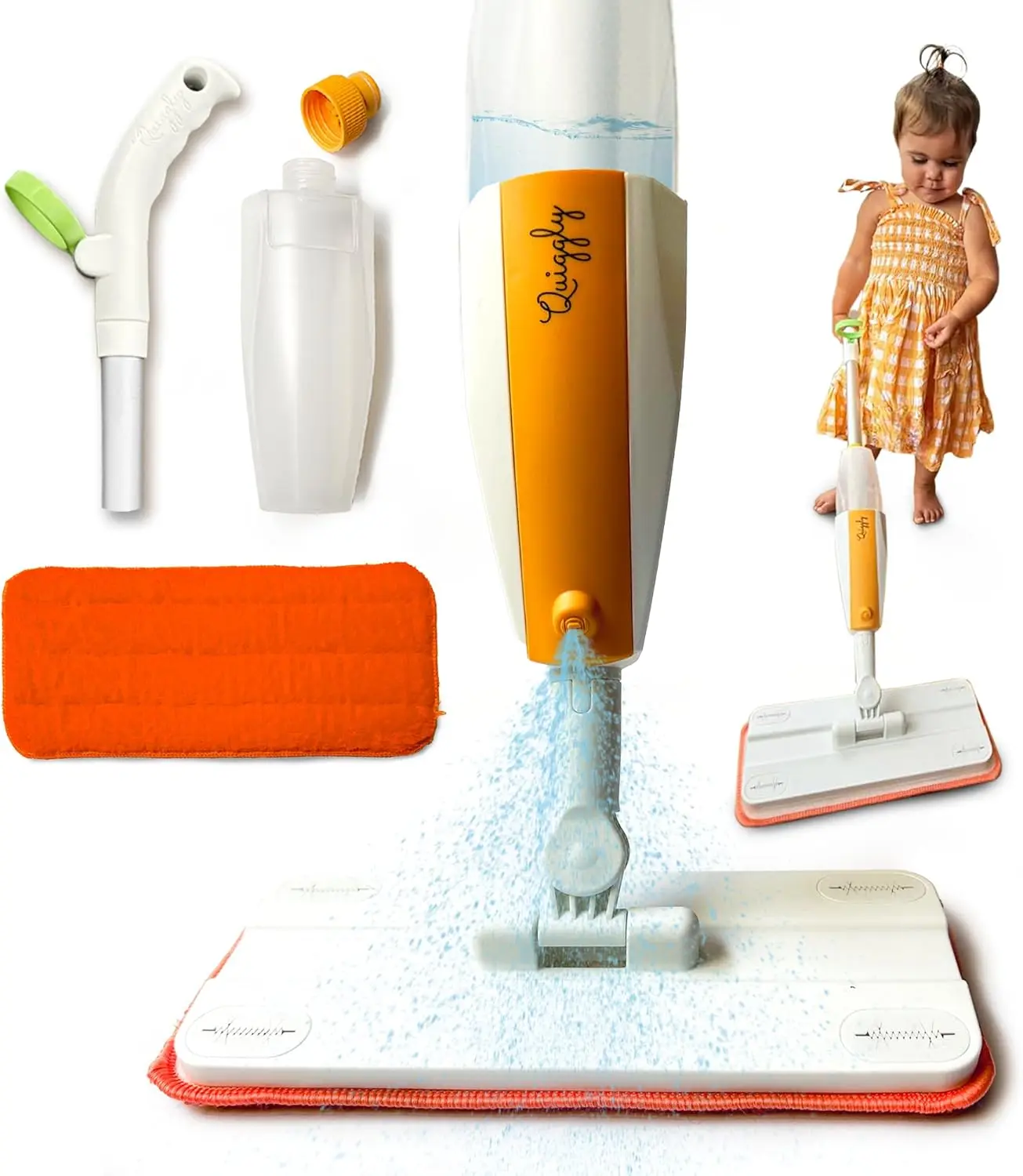 

Toddler Spray Mop – Two-Handed Design for Ages 3–5 with Real Water Sprayer – Montessori Functional Cleaning Toy Set