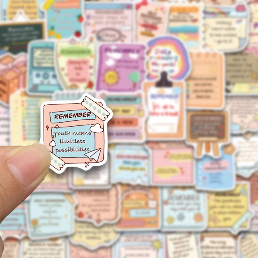 50pcs inspirational English short phrase series stickers, decorate handbooks, phone cases, water cups, waterproof stickers