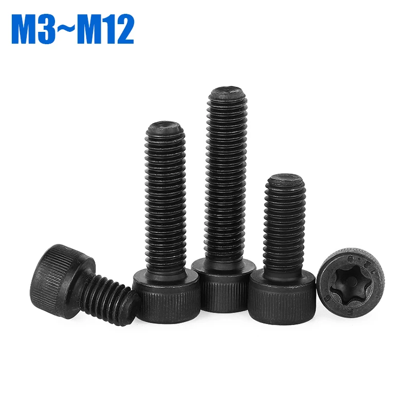 1~5pcs Black Grade 12.9 Steel Socket Torx cap Head Screws M3 M4 M5 M6 M8 M10 M12 Six Lobe Security Head Screw