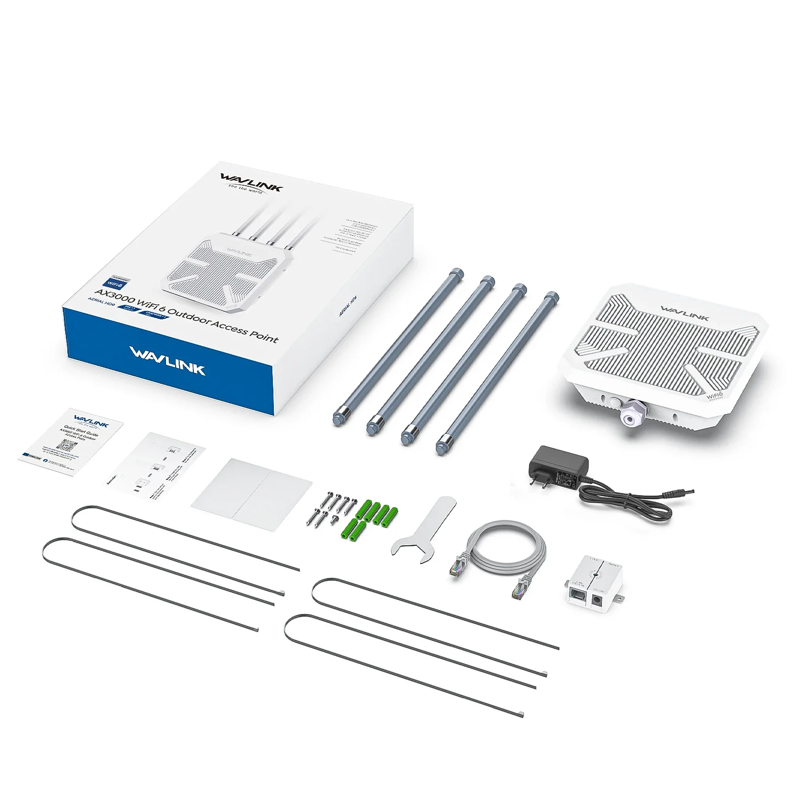 WAVLINK WiFi6 interior/exterior de doble banda 2,4G + 5G AX1800/AX3000 extensor de malla WiFi IP67 de largo alcance 4x8dBi antenas de alta ganancia