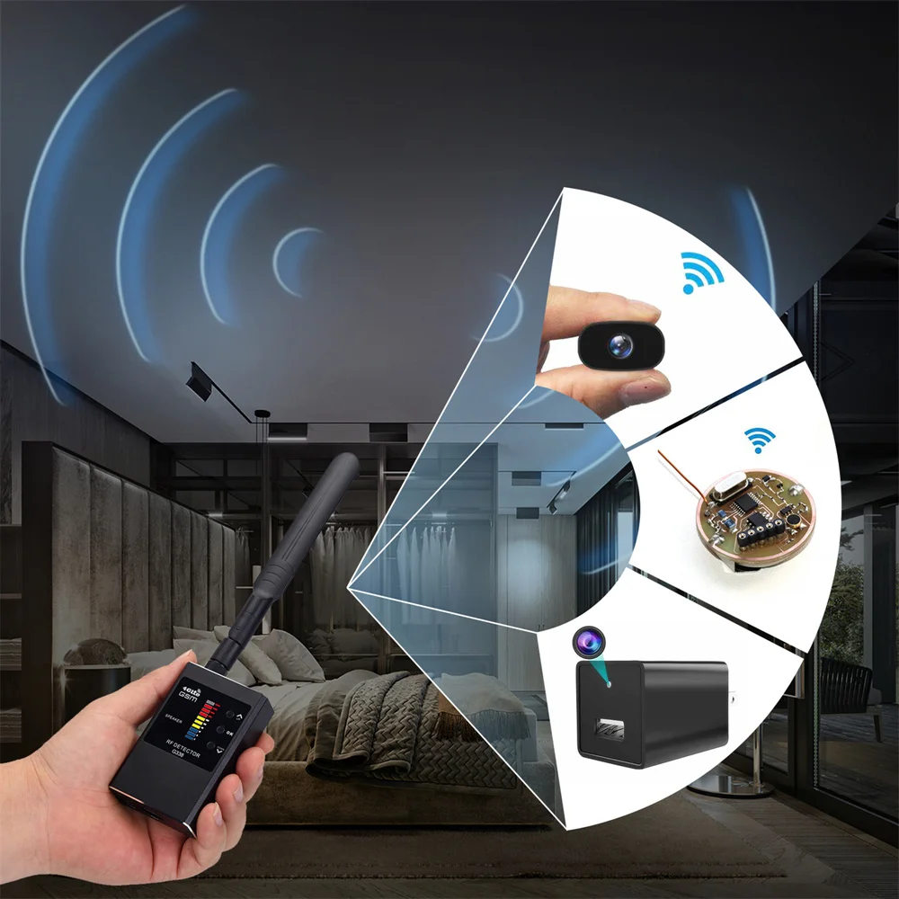 G638 Professional Anti Spy Wireless RF Signal Detector Bug GSM GPS Tracker Finder Hidden Camera IR Eavesdropping Devices Scanner