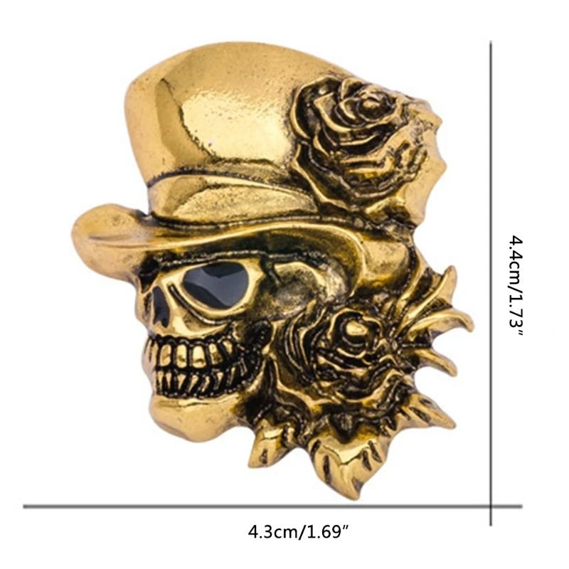 Goth Vintage Punk Halloween Party Skull Skeleton Rose Flower Brooch Pin Gifts