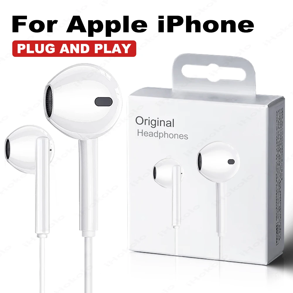 الأصلي سماعات لابل آيفون 17 16 15 برو ماكس 14 13 12 11 USB-C البرق 3.5 مللي متر السلكية سماعة X 6 7 8 ملحقات الهاتف
