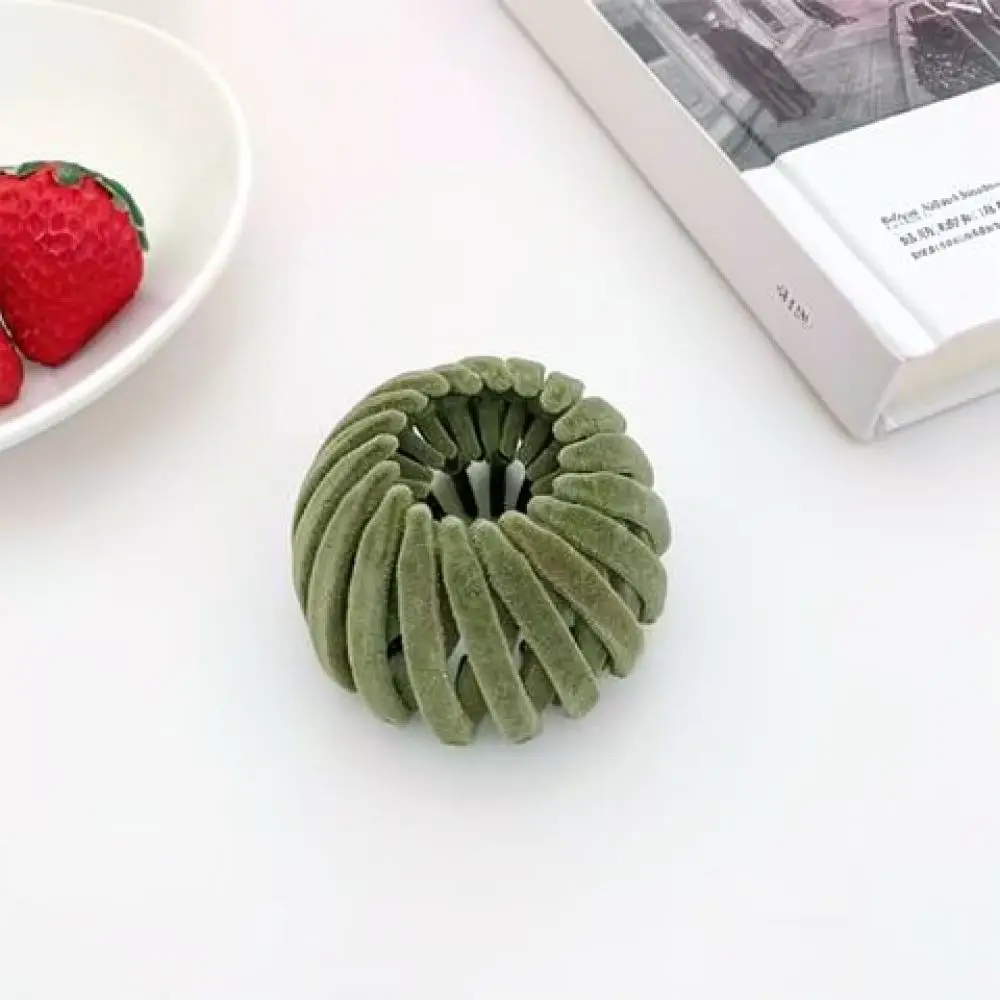 Expandable Bird Nest Hair Claw Velvet Ponytail Holder Stylish Geometric Bun Maker Fashionable Styling Accessory Daily