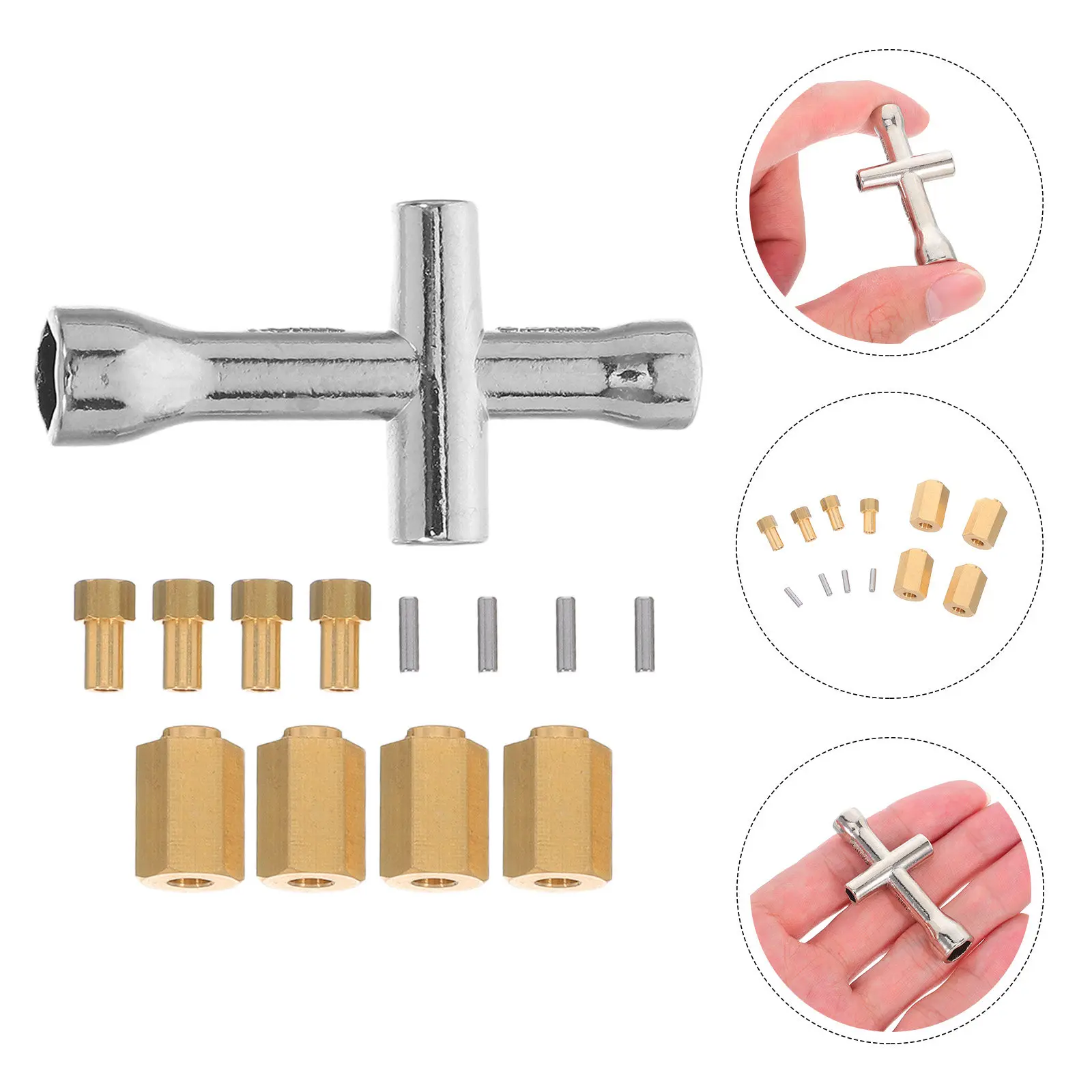 

1Set Brass Hexagonal Hub Adapter Hexagon Connector Cross Wrench Easy Installation Enhanced Stability Fits