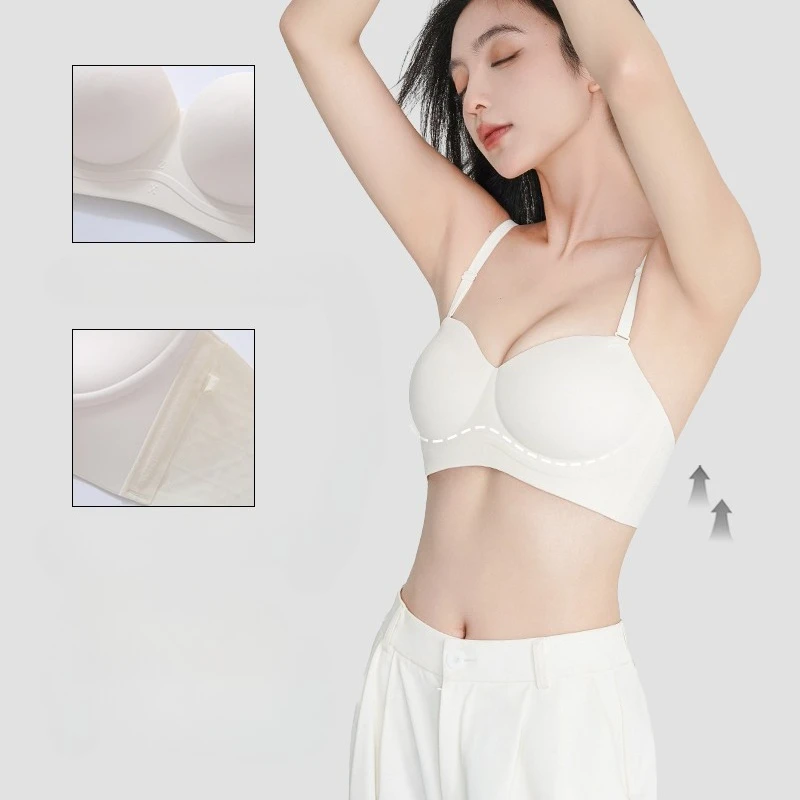

Женское нижнее белье с маленькой грудью, сексуальное и бесшовное, маленькая грудь выглядит больше, формирующие бюстгальтеры, удобный розовый цвет