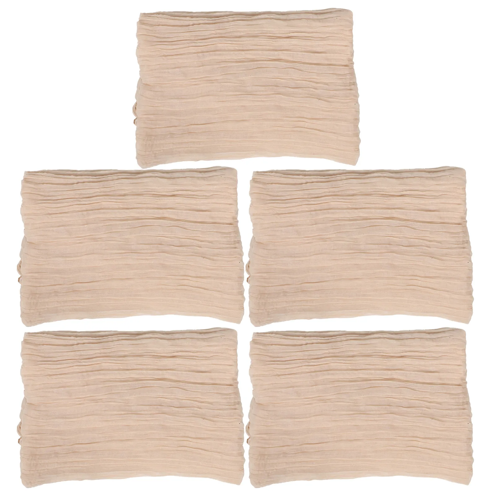 

Набор из 5 скатертей-дорожек в стиле бохо из жатой марли, бежевые, длинные, для свадеб, девичников, вечеринок, декора стола, 35x118 дюймов