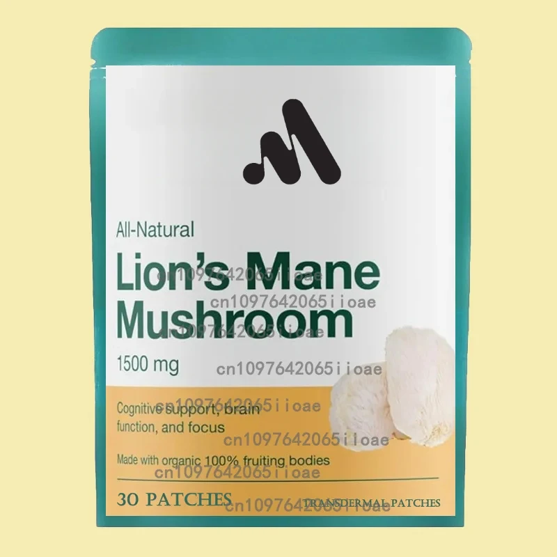 

30 пластырей Lions Mane Mushroom Transdermal Patches Rich in Alpha Glucan для памяти, Focus с поддержкой иммунитета