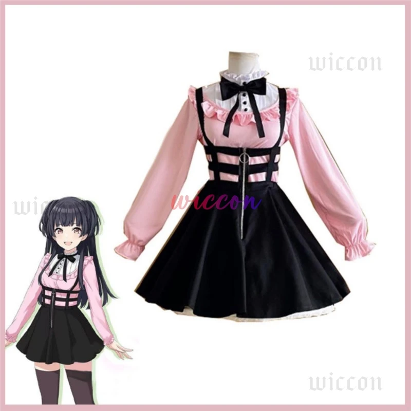 Game THE IDOLM@STER SHINY COLORS Mayuzumi Fuyuko Cosplay Costume Pink Skirt Lolita Wig Woman Sexy Carnival Christmas Suit