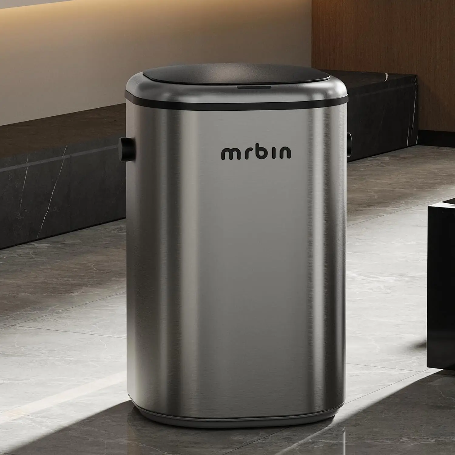 Stainless Steel Motion Sensor Tall Bathroom Trash Can with Lid, 5 Gallon Automatic Kitchen Garbage Pail, Electric Covered Silver