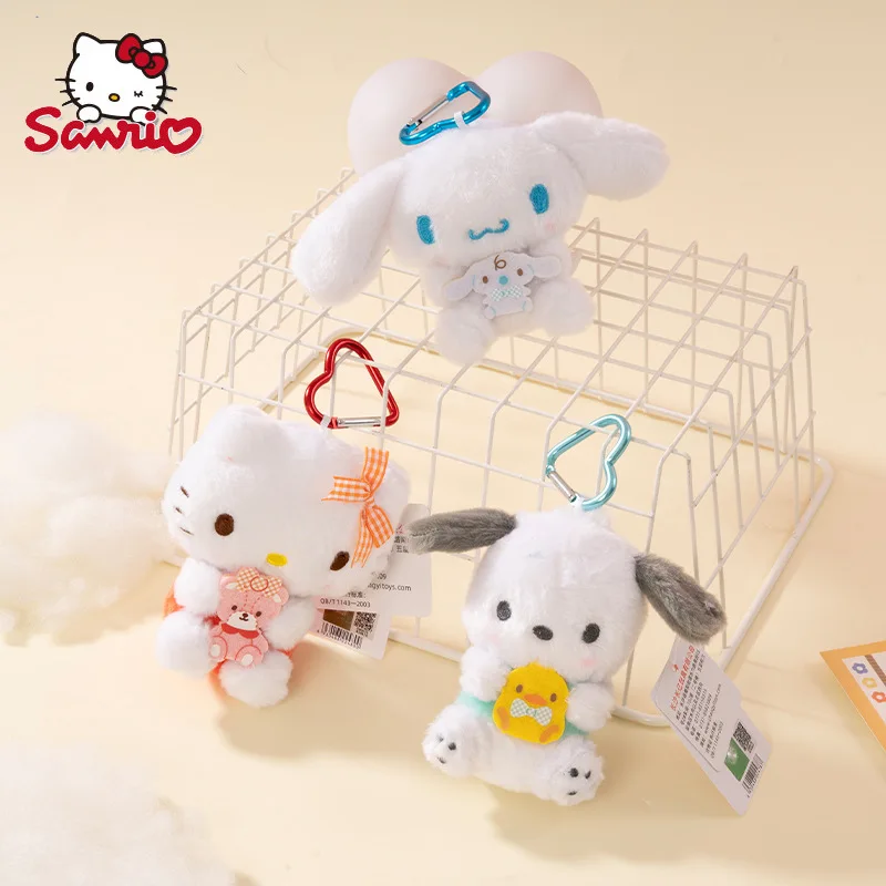 Genuine Sanrio Hello Kitty Kuromi Melody Pachacoo Cinnamoroll Stuffed Toy Pendant Cute Plush Toys Keyring Keychain Birthday Gift