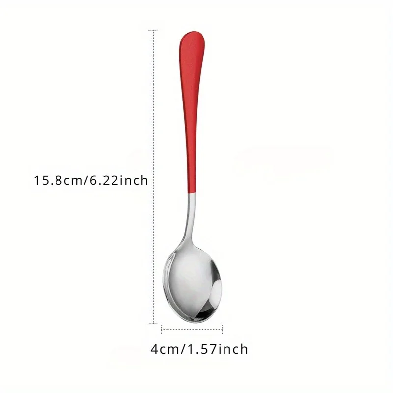 5pcs Stainless Steel Spoon Creative Korean Style Home Western Food Spoon, Modern Thick Handle, Dinner Metal Spoon