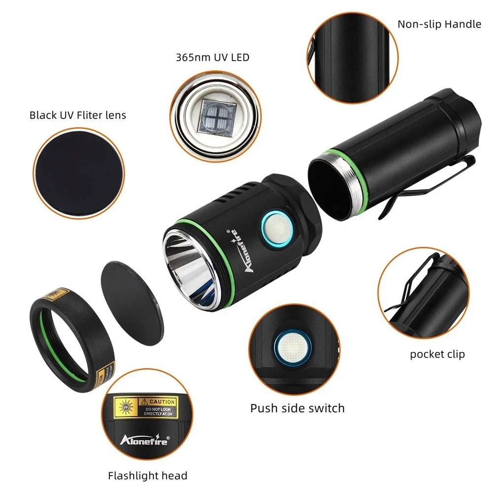 10W 365nm UV Flashlight Ultraviolet Ultra Violet Rechargeable Torch Money Ore Scorpion Pet Stains Cat Tinea Detection X901UV