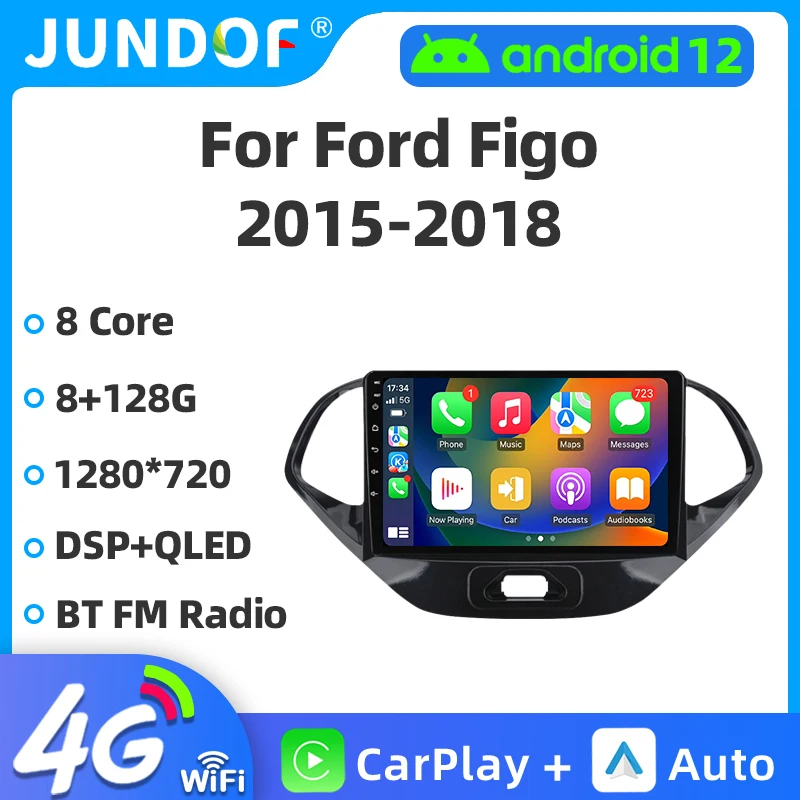 

9" Car Radio For Ford FIGO 2015-2018 Android12 GPS Navigation Auto Multimedia Player Wireless Carplay Rear Camera 360 WIFI BT 4G