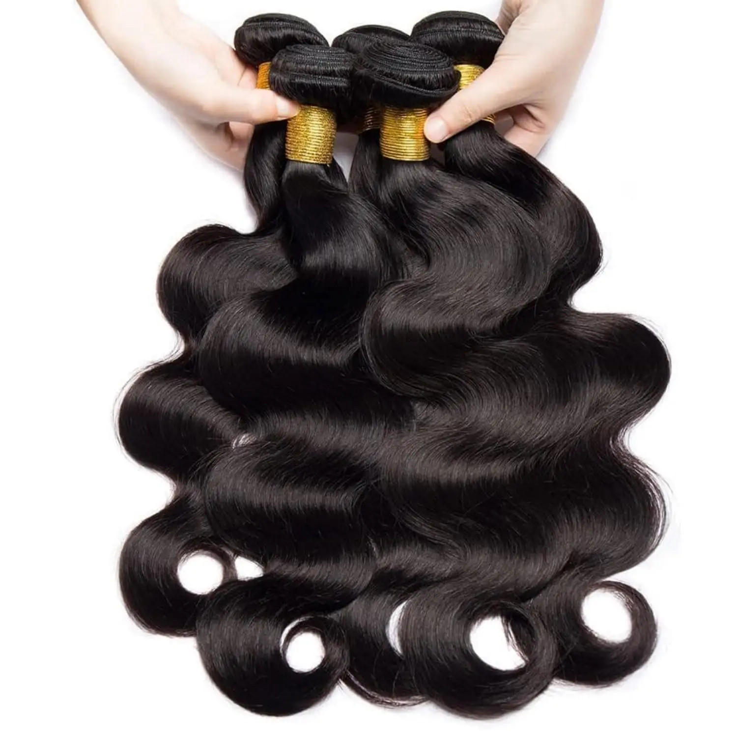 

Набор из 3 пучков натуральных бразильских волос Remy Body Wave, двойная прядь, натуральный цвет, для женщин