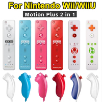 For Nintendo Wii/Wii U Joystick 2 in 1 Wireless Remote Gamepad Controller Set Optional Motion Plus with Silicone Case Video Game