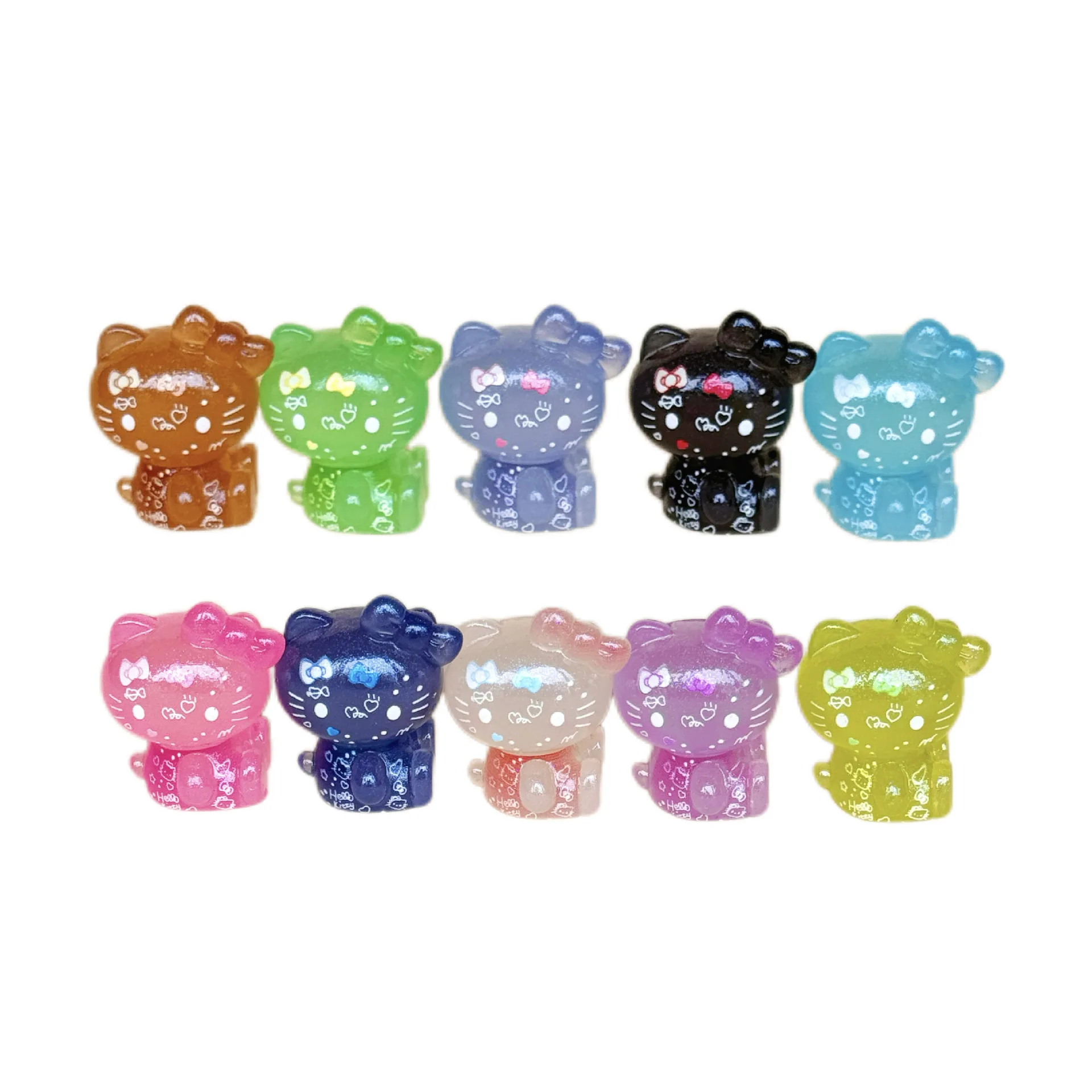 10 قطعة توهج الليل الكتابة على الجدران ل مرحبا كيتي دمية الإبداعية DIY بها بنفسك دمية الحلي الحرف الراقية مكتب زينة لهدايا عيد الميلاد