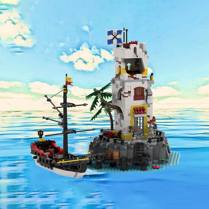 919 pçs moc arquitetura medieval piratas retorno para sabre ilha modelo diy montagem bloco de construção brinquedos presente aniversário das crianças