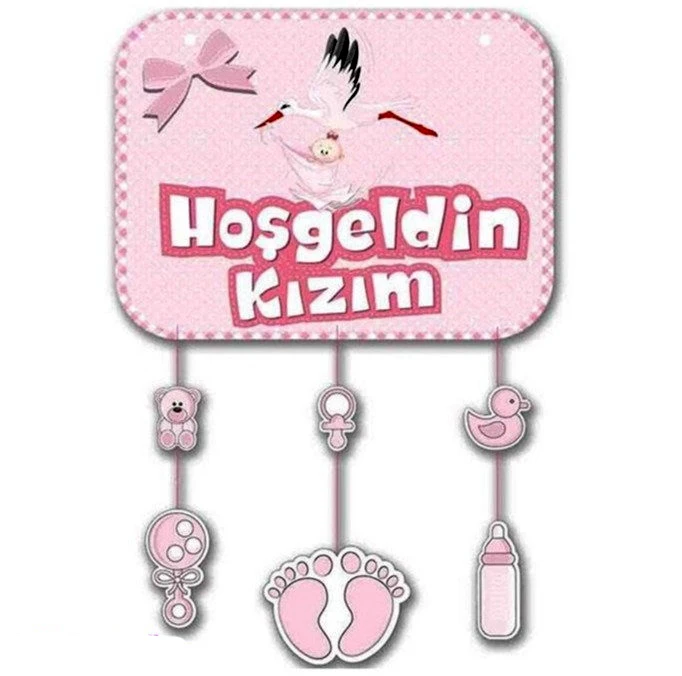 Pink color welcome girl themed door ornament ornament 40x60 cm