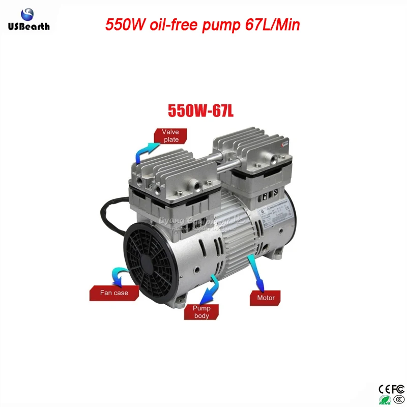 LY Oil-Free Non-Oil Air Vacuum Pump 67L/Min 220V 550W Pump Type for Efficient Vacuuming