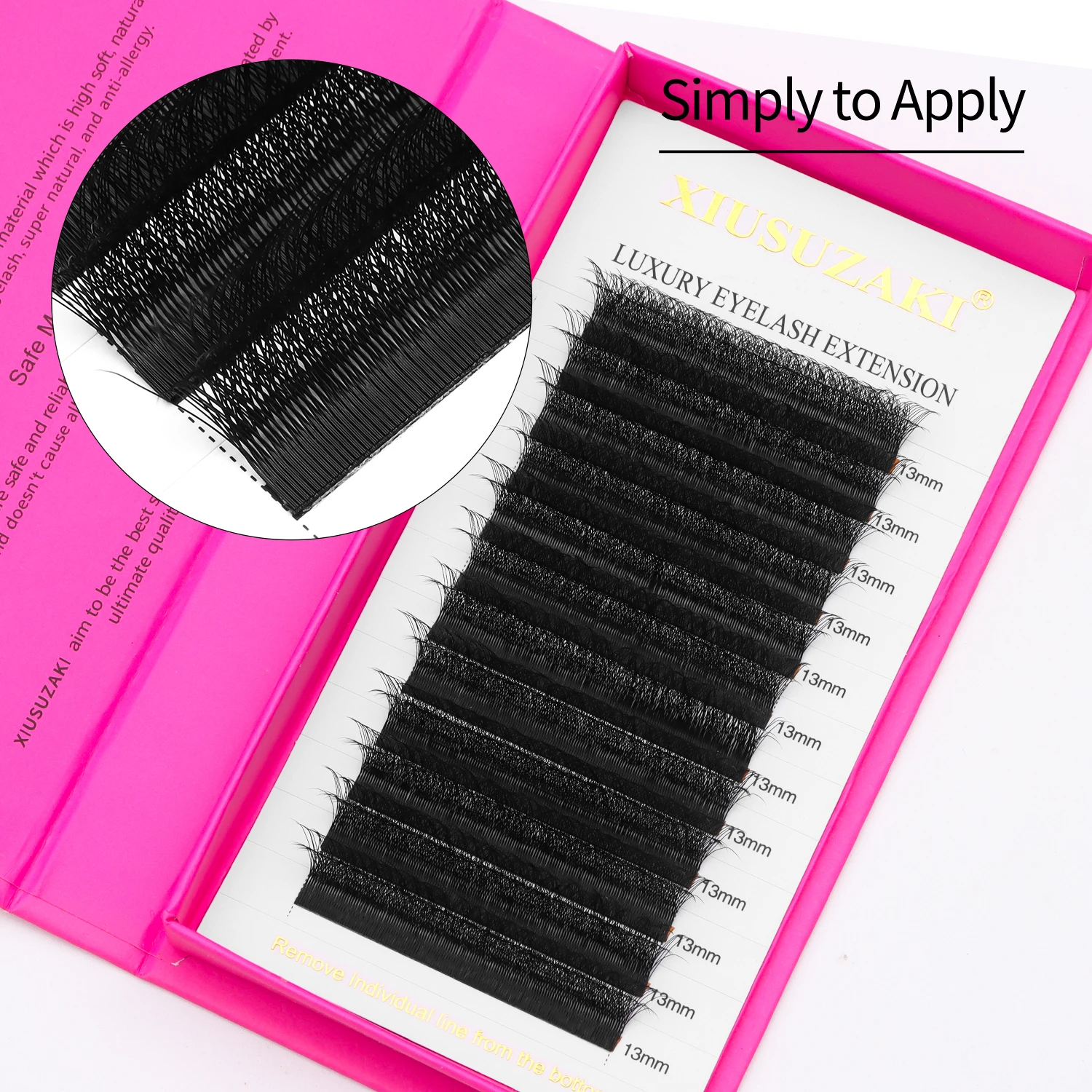 XIUSUZAKI Podwójne Warstwy Rzęs 3D w Kształcie Litery W Matowe Czarne Naturalne 6DW Gotowe Kępki Objętościowe Miękkie Sztuczne Rzęsy