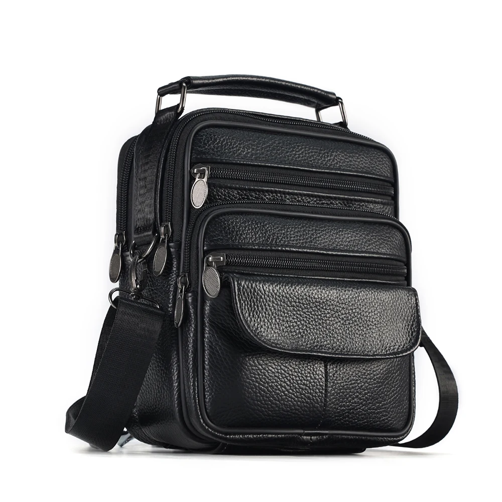 Men Genuine Leather Crossbody Bags Messenger Bag for Male Trendy Shoulder Bags Casual Travel Sling Bag Large Capacity Handbags