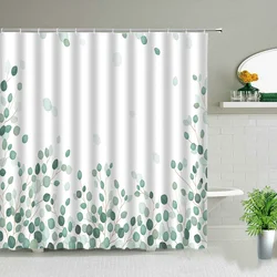 Green Leaves Printing Shower Curtain Tropical Plants Monstera Natural Scenery Bathroom Curtains With Hooks Bathtub Decor Screens