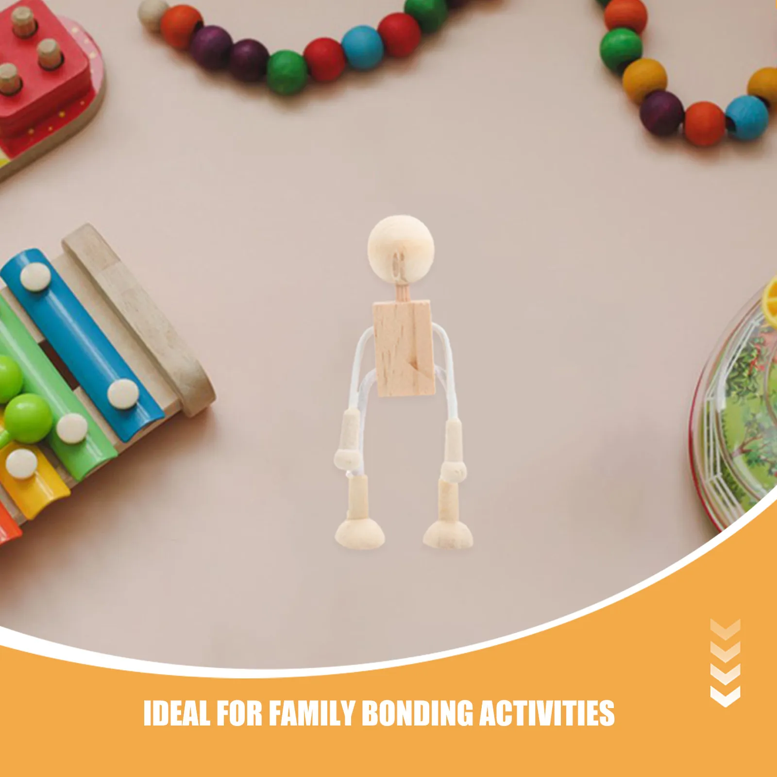 9Pcs Wooden Peg Unfinished People Robot for Painting Natural Smooth Surface Blank Figures DIY Craft Supplies Painting Toy