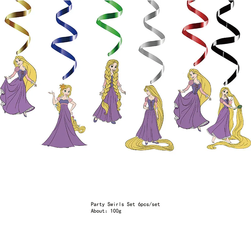 Disney Rapunzel festa di compleanno piatto doccia per bambini paglia a nido d\'ape decorazione per feste palloncino adesivo spilla bottiglia d\'acqua