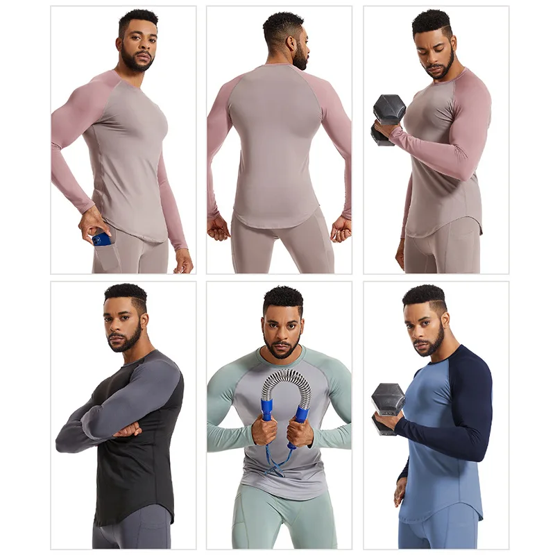 Muscle Training Man Long Sleeve t-Shirt Breathable Fitness Running Jogger Quick Dry Fit Sportswear Bodybuilding Athletic Gym Top